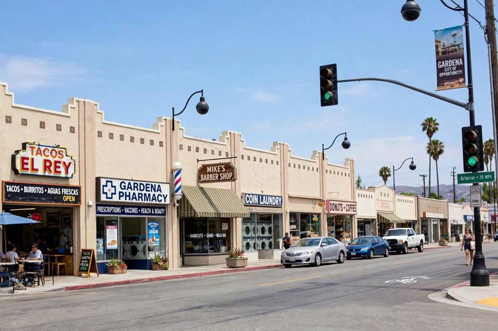 Roofing work in the Gardena downtown corridor