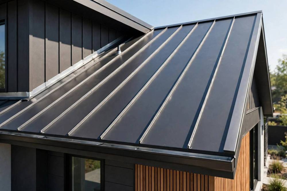 Metal panel roof on a home