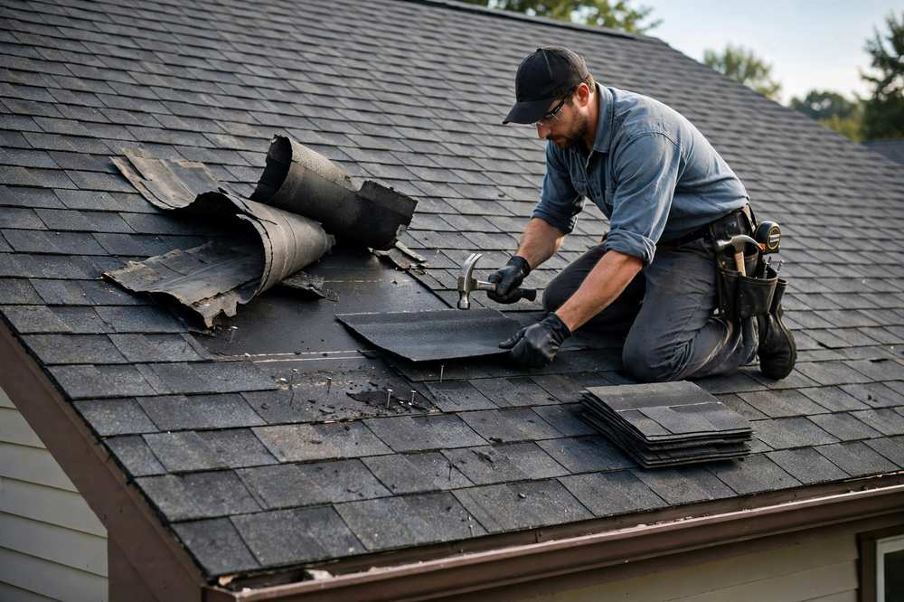 Roof repair work after a leak