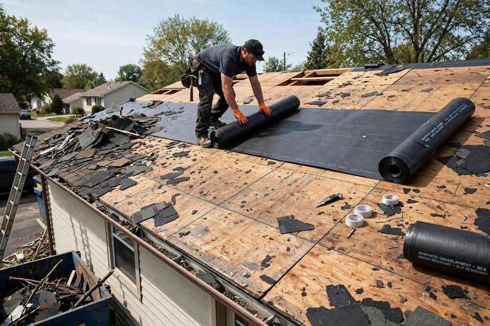 Full roof replacement in progress